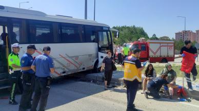 Freni boşan midibüs istinat duvarından yan yola düştü: Çok sayıda yaralı var