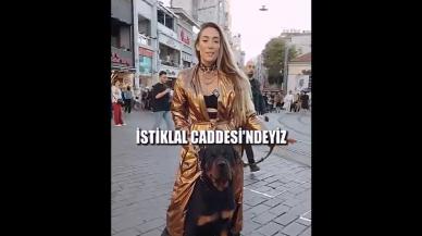 İstiklal Caddesi’nde dev köpeğiyle gezip o anları kaydetti!