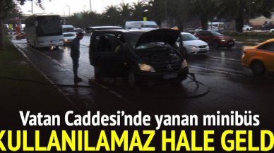 Fatih Vatan Caddesi'nde minibüs yandı!