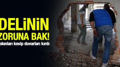 Delinin zoruna bak! 150 kişinin yaşadığı binanın kolonlarını kesip duvarlarını kırdı