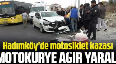 Hadımköy'de motosiklet kazası; motokurye Oğuz Çetin ağır yaralandı