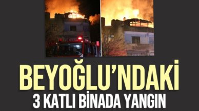 Beyoğlu'ndaki 3 katlı binanın çatı katında yangın