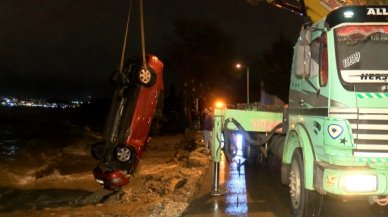 Tuzla'da otomobil denize düştü