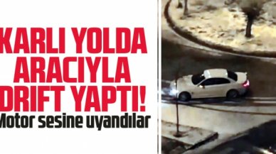 Avcılar'da karlı yolda drift yaptı! Vatandaşlar motor sesine uyandı