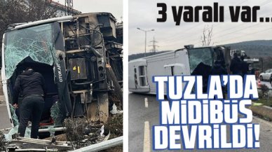 Tuzla'da midibüs devrildi: 3 yaralı