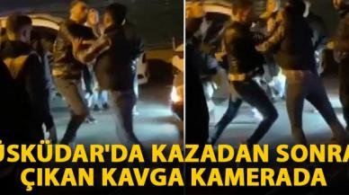 Üsküdar'da kazadan sonra çıkan kavga kamerada