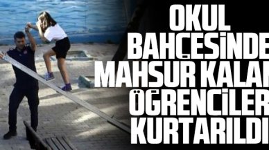 Avcılar'da okul bahçesinde mahsur kalan kız öğrencileri itfaiye kurtardı