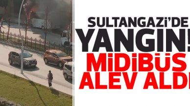 Sultangazi'de midibüs alev alev yandı