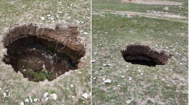 Aksaray'da 10 metre derinliğinde obruk oluştu