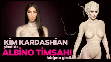 Kim Kardashian'dan Cadılar Bayramı'nda albino timsahlı kostüm!