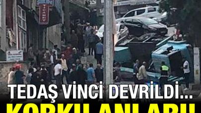 TEDAŞ vinci devrildi! Trabzon'da korku anları...