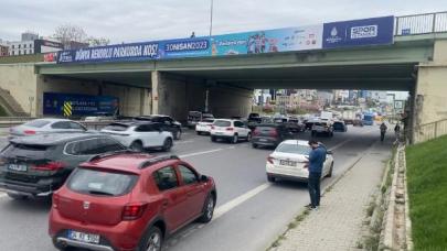 Maltepe'de köprüde beton döküldü, itfaiye önlem aldı