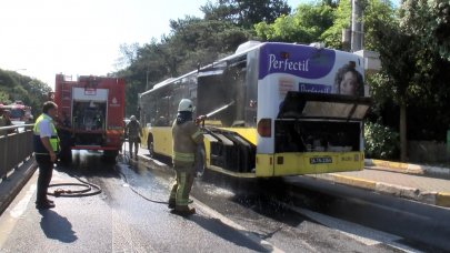 İETT otobüsü bir anda alevler içinde kaldı