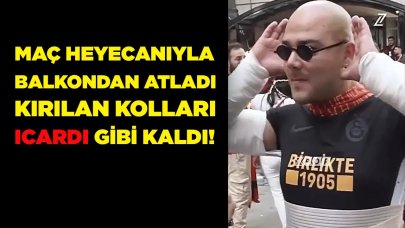 Maç heyecanında balkondan atladı, kırılan kolları Icardi gibi kaldı..!