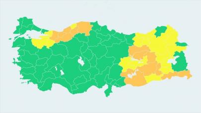 15 ilde "turuncu", 16 ilde "sarı" meteorolojik uyarı