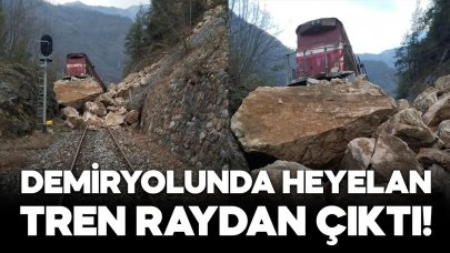 Demiryolunda heyelan: Yük treni raydan çıktı