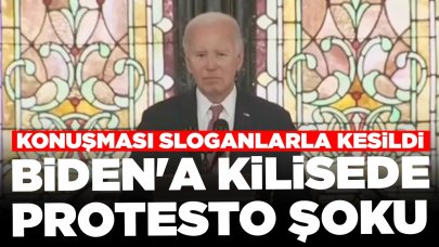 Biden'a kilisede protesto şoku: Konuşması sloganlarla kesildi