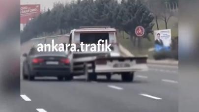 Trafik magandaları otoyolda birbirine girdi!