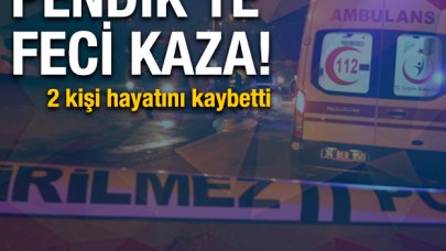 Pendik'te feci kaza! Otomobil ile kamyonet kafa kafaya çarpıştı