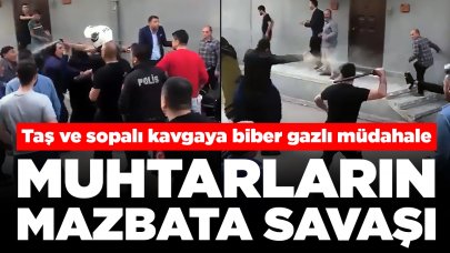 Muhtarların mazbata savaşı: Taş ve sopalı kavgaya coplu ve biber gazlı müdahale