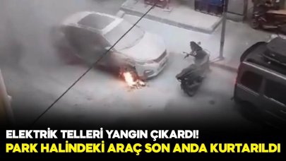 Şişli'de yer altından geçen elektrik telleri bir aracın yanmasına neden oldu!