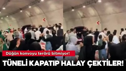 Düğün konvoyu terörü bitmiyor! Tüneli kapatıp halay çekti!