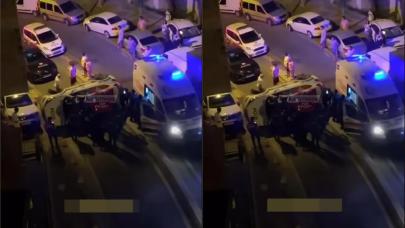 Kağıthane'de polis otosu devrildi!