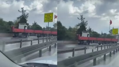 Büyükçekmece'de makas atarak ilerleyen TIR, trafiği kilitledi!