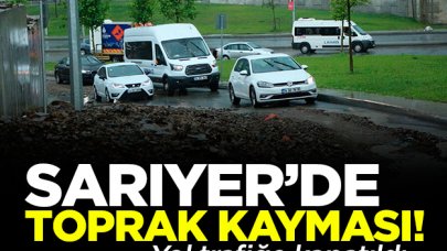 Sarıyer'de toprak kayması sebebiyle yol kapandı