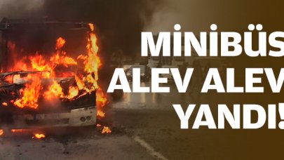 Arnavutköy'de minibüs alev alev yandı! Faciadan kurtuldular