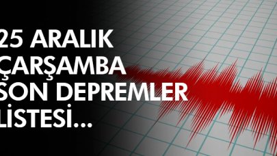 Son depremler listesi | 25 Aralık Çarşamba depremleri