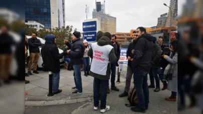 Ataşehir Belediyesi önünde toplanan işçiler eylem yaptı