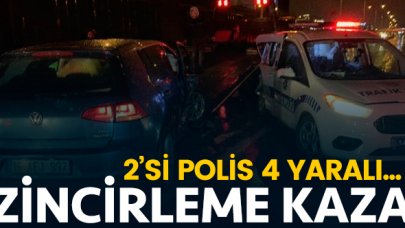 Maltepe'de zincirleme trafik kazası: 2'si polis 4 yaralı