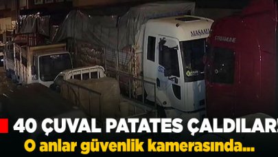 Üsküdar'da çuval çuval patates çalan hırsızlar kamerada