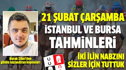 21 Şubat 2018 Çarşamba İstanbul ve Bursa At Yarışı Tahminleri - Altılı Ganyan Bülteni