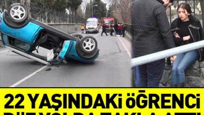 22 yaşındaki öğrenci düz yolda takla attı