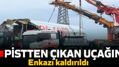 Pistten çıkan Pegasus uçağının enkazı kaldırıldı