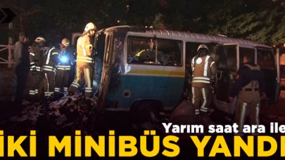 Esenler'de iki minibüs yandı!