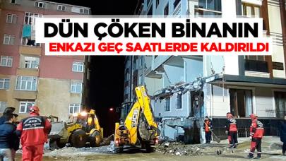 Bahçelievler'de çöken binanın enkazı gece saatlerinde kaldırıldı