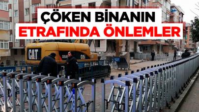 Çöken bina etrafında güvenlik önlemleri