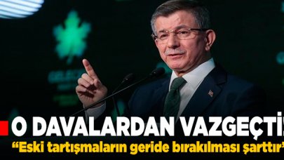 Davutoğlu, PKK, FETÖ, DAEŞ ve  Pelican dışında şahsına yönelik tüm davalardan vazgeçti!