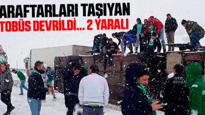 Bursaspor taraftarlarını taşıyan otobüs devrildi: 2 yaralı