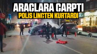 Sultangazi'de araçlara çarpan sürücüyü linçten polis kurtardı