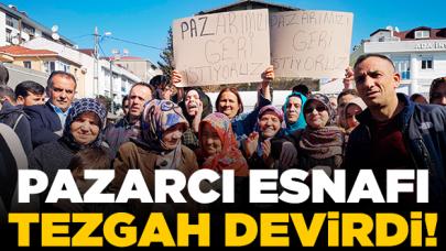 Pazarcı esnafı tezgah devirdi