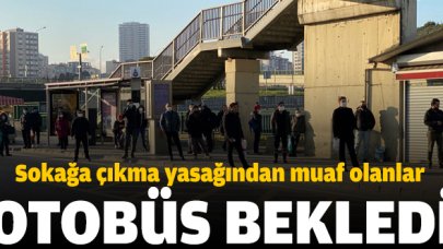 Yasaktan muaf olanlar otobüs bekledi