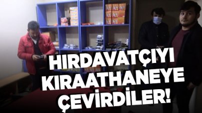 Kıraathaneye çevrilen hırdavatçıda bahane çay