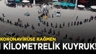 Pazar için 1 kilometrelik kuyruk oluştu