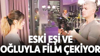 Özcan Deniz eski eşi ve oğlu ile evde film çekiyor