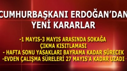 Son dakika... Erdoğan'dan açıklama: 1,2,3 Mayıs'ta  sokağa çıkma yasağı getirildi