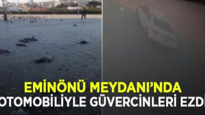 Eminönü Meydanı'nda otomobiliyle güvercinleri katletti!